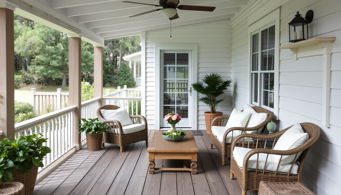 Ocean-Edge Veranda: Linen Textiles Meet Weathered Wood Glow