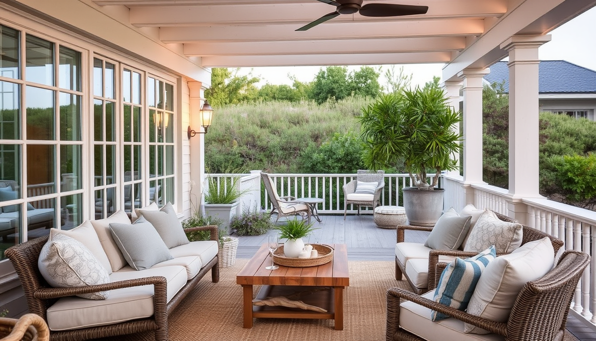 Seaside Veranda Refresh: Linen Textiles, Driftwood Accents & Gentle Outdoor Lighting