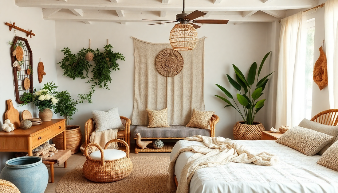 Coastal Boho Bedroom Retreat: Creating a Serene Sanctuary with Natural Textures and Warm Accents