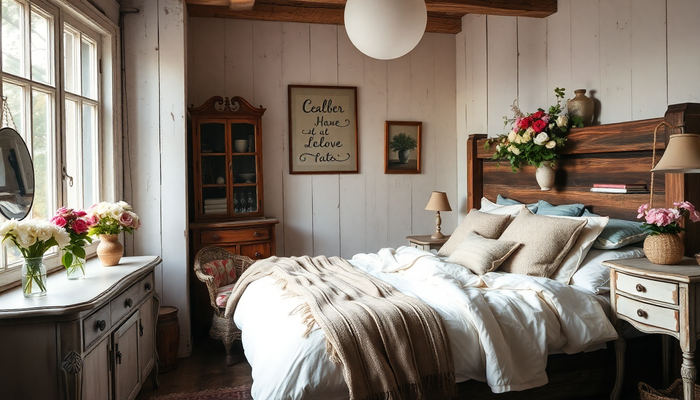 Luxurious French Provincial Bedroom Retreat with Vintage Charm and Soft Ambient Lighting