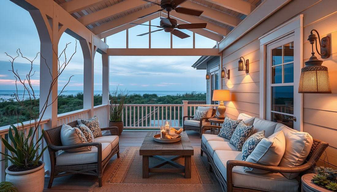 Oceanfront Veranda Revival: Linen Textiles Meet Driftwood & Ambient Glow