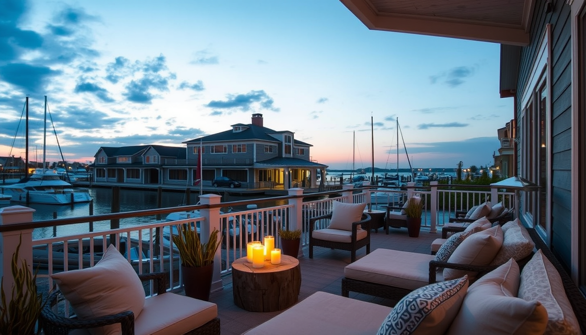 Harborfront Veranda: Linen, Driftwood & Twilight Glow