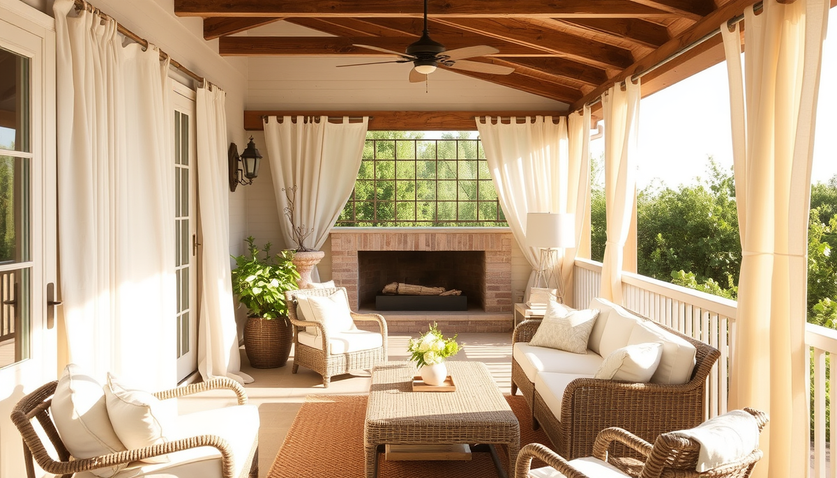 Coastal Veranda Calm: Linen Layers with Driftwood Glow