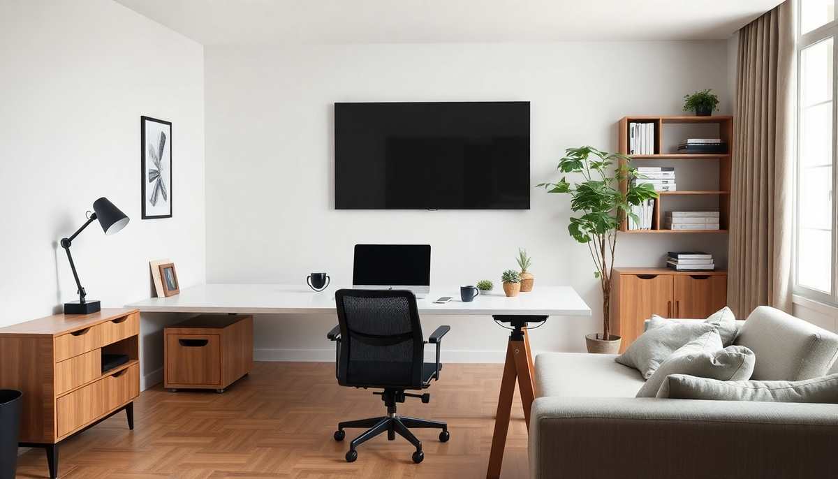 Oficina en casa con prioridad en los hábitos: Sensores pasivos, mobiliario adaptable y recordatorios ponibles para microdescansos y movimiento diario sin interrupciones