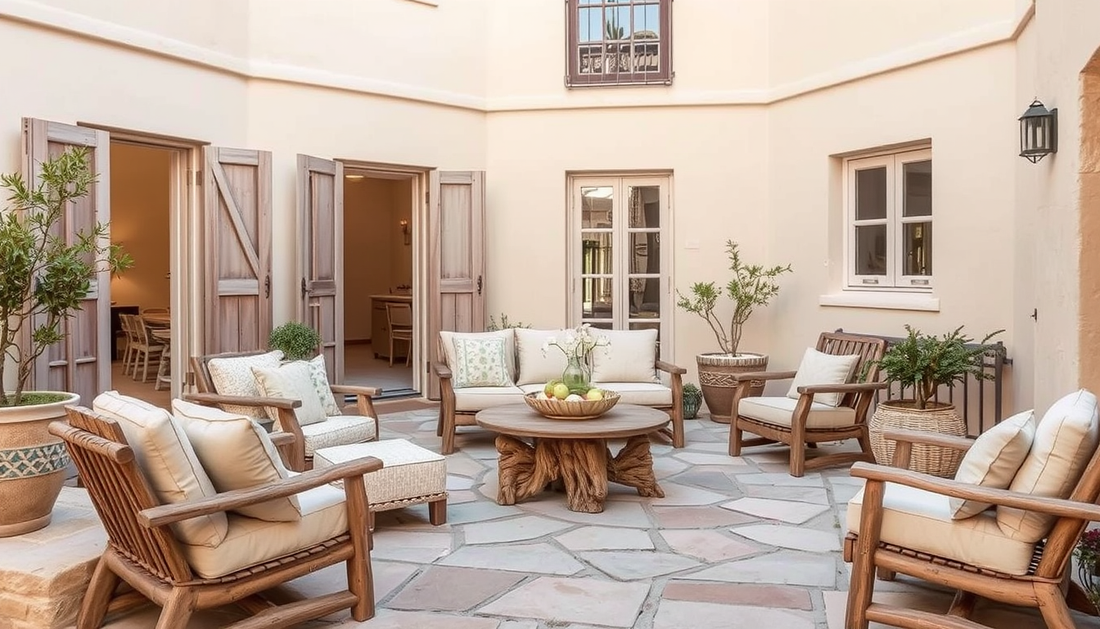 Coastal Courtyard Dreaming: Driftwood Accents, Linen Textiles & Soft Outdoor Lighting