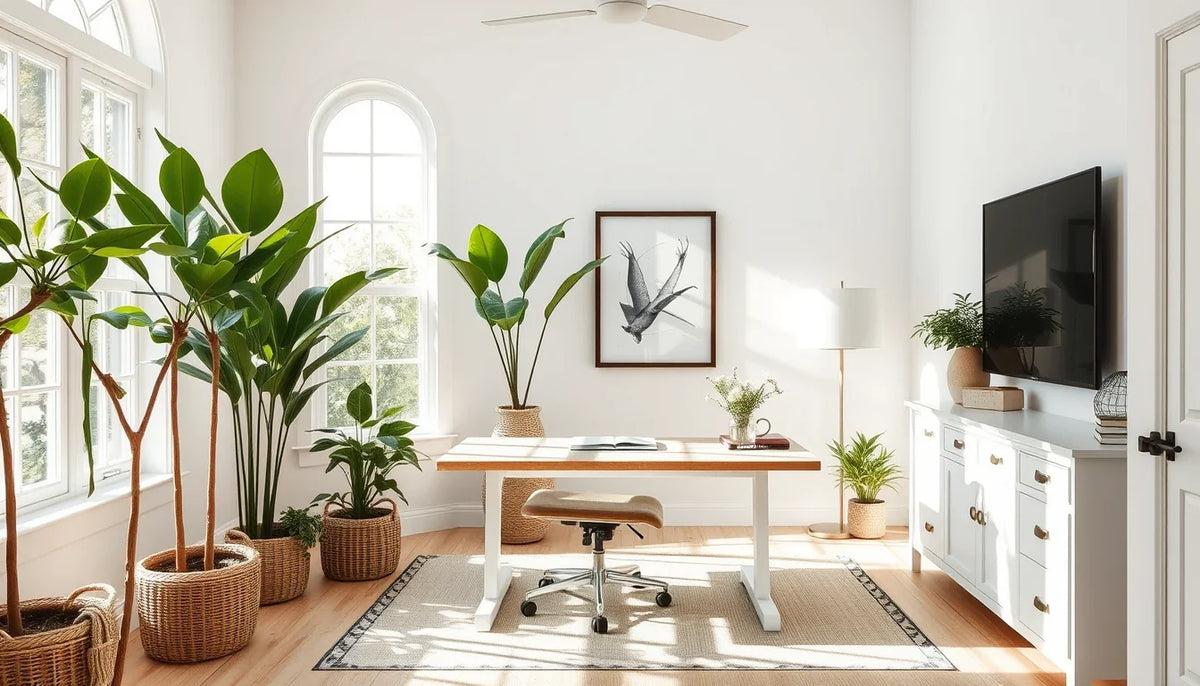 Biophilic Coastal Home Office with Circadian Lighting