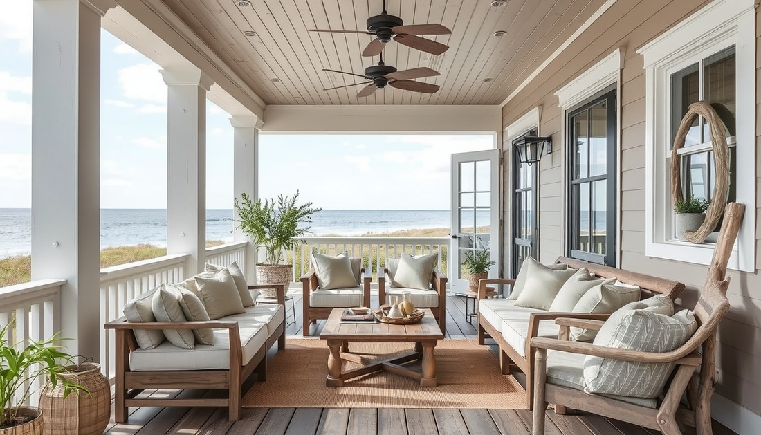 Seaside Veranda: Layered Linen & Weathered Driftwood