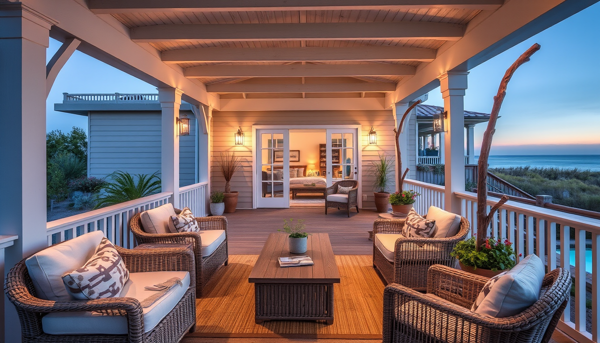 Coastal Veranda Linen: Driftwood Glow & Ambient Light