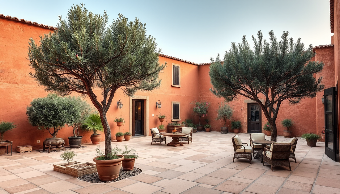 Terracotta Textures and Olive Trees: A Mediterranean Courtyard Concept for Layered Outdoor Living
