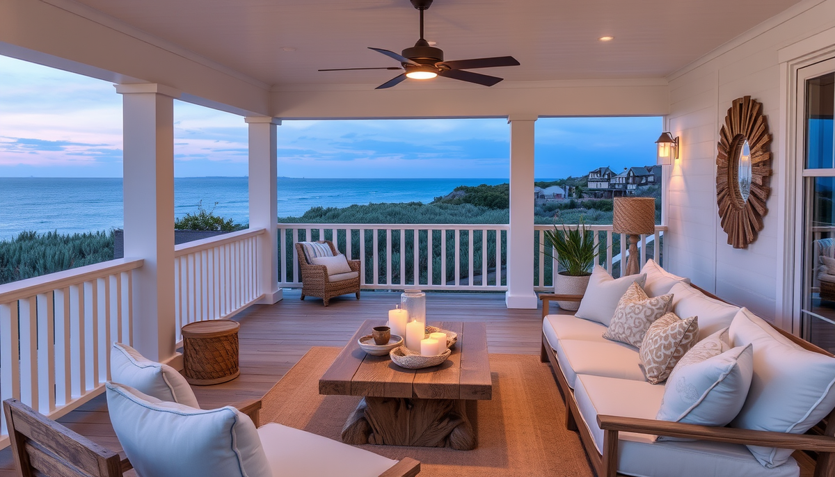 Coastal Veranda Linen and Driftwood: Dusk Glow