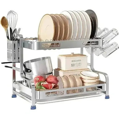 2 Tier Large Dish Rack and Drainboard Set