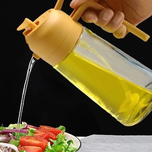 2-in-1 Oil Dispenser & Sprayer: Kitchen Oil Bottle with Pump