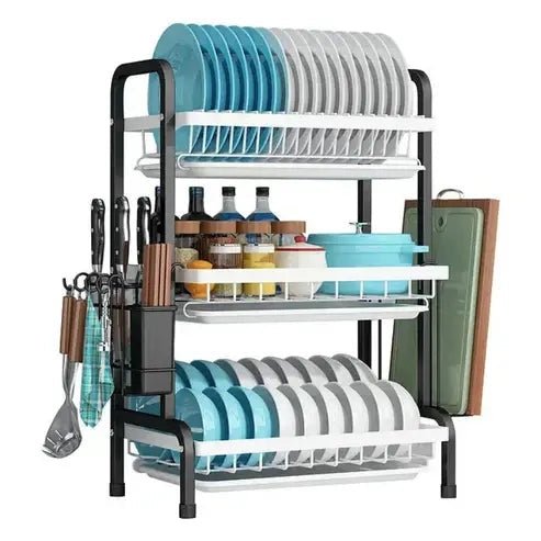 3 Tier Dish Drainer with Utensil Holders