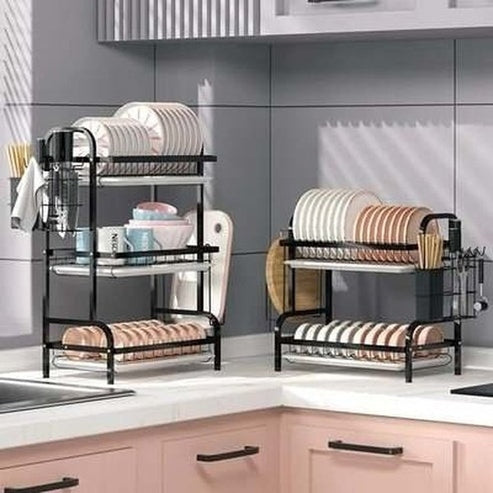 3 Tier Gold Kitchen Dish Rack Drain Rack