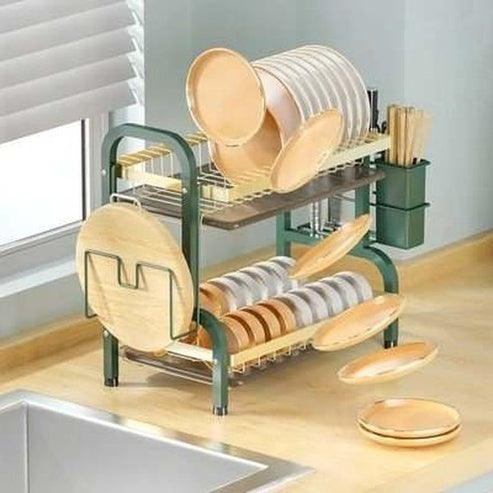 3 Tier Gold Kitchen Dish Rack Drain Rack