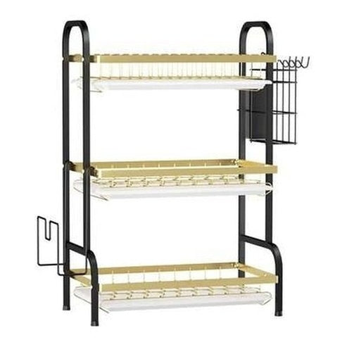 3 Tier Gold Kitchen Dish Rack Drain Rack