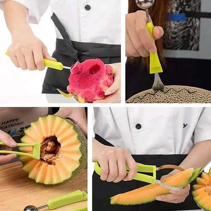 3-in-1 Fruit Digger: Slice, Cut & Scoop Watermelon with Ease