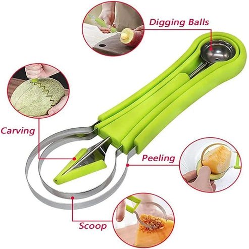 3-in-1 Fruit Digger: Slice, Cut & Scoop Watermelon with Ease