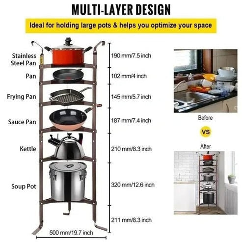 6-Tier Carbon Steel Cookware Stand