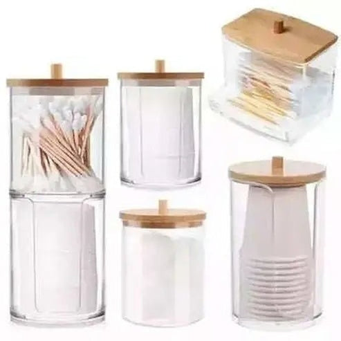 Acrylic Storage Jar Makeup Organizer Cotton