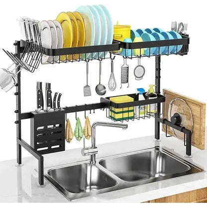 Adjustable Length Over-The-Sink Dish Drying Rack