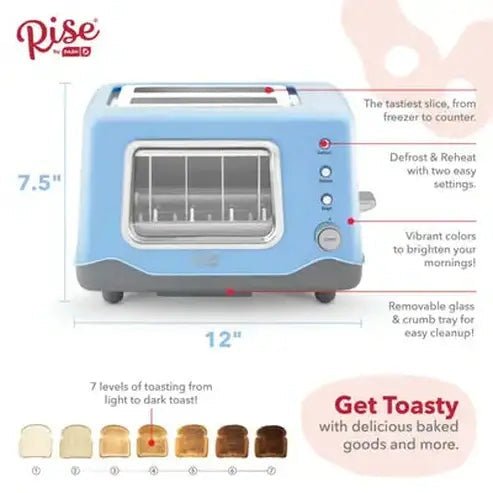 Blue Clear View 2-Slice Toaster with Defrost