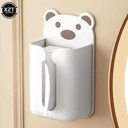 Cartoon Wall Mount Tissue Box Adhesive Space-saving