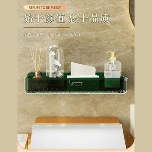 Clear Bathroom Shelf Toilet Sink Wall Hanging Storage Padded Bathroom Organizer for Cosmetics Wall Mounted Punch Free. Type: Bathroom Accessory Mounts.