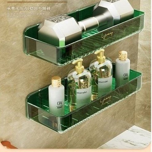 Clear Bathroom Shelf Toilet Sink Wall Hanging Storage Padded Bathroom Organizer for Cosmetics Wall Mounted Punch Free. Type: Bathroom Accessory Mounts.