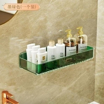 Clear Bathroom Shelf Toilet Sink Wall Hanging Storage Padded Bathroom Organizer for Cosmetics Wall Mounted Punch Free. Type: Bathroom Accessory Mounts.