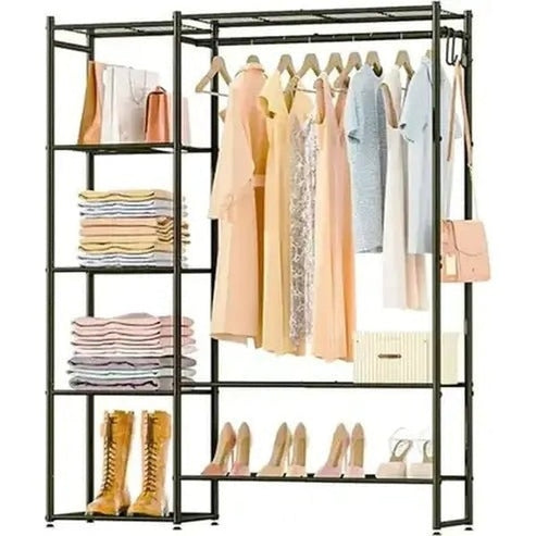 Clothing Rack with Shelves and Hanging Closet Organizer