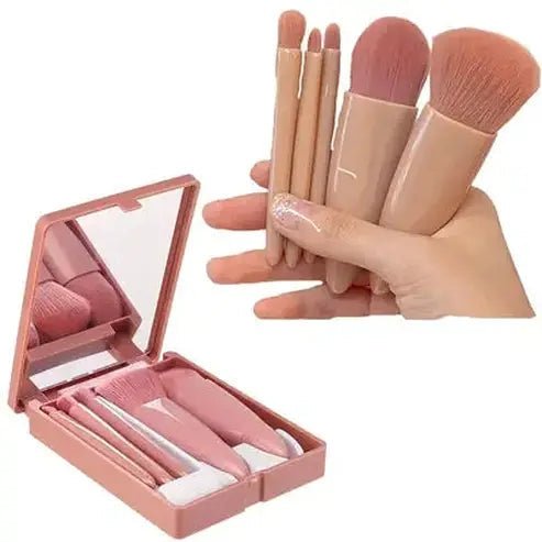 Compact Makeup Brush Set with Mirror