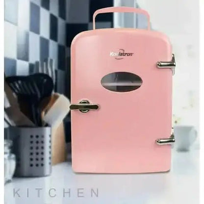 Compact and Portable Pink 6-Can Mini Fridge