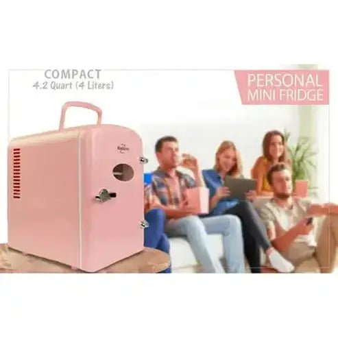 Compact and Portable Pink 6-Can Mini Fridge