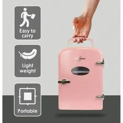 Compact and Portable Pink 6-Can Mini Fridge