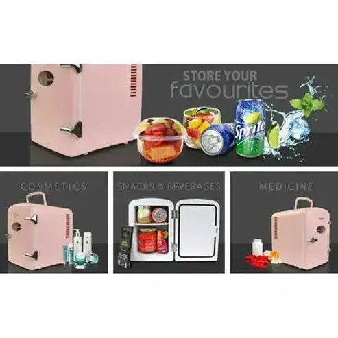 Compact and Portable Pink 6-Can Mini Fridge