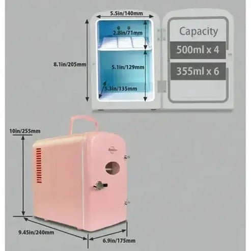 Compact and Portable Pink 6-Can Mini Fridge