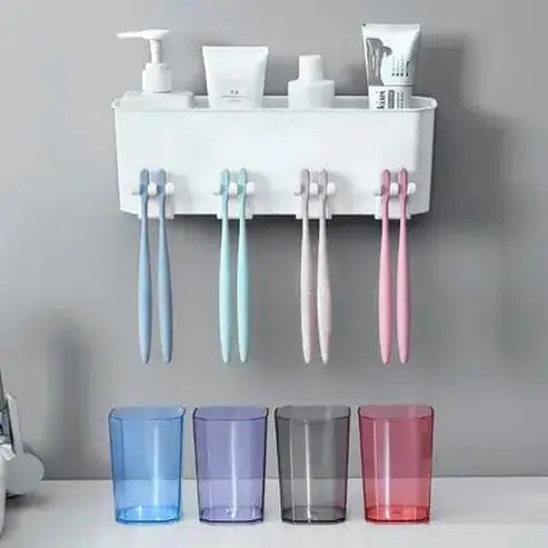 Convenient Wall-Mounted Toothbrush Holder Set