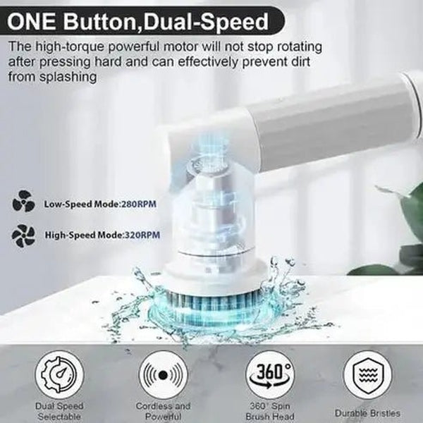 Cordless Cleaning Brush with Dual Rotating Speeds