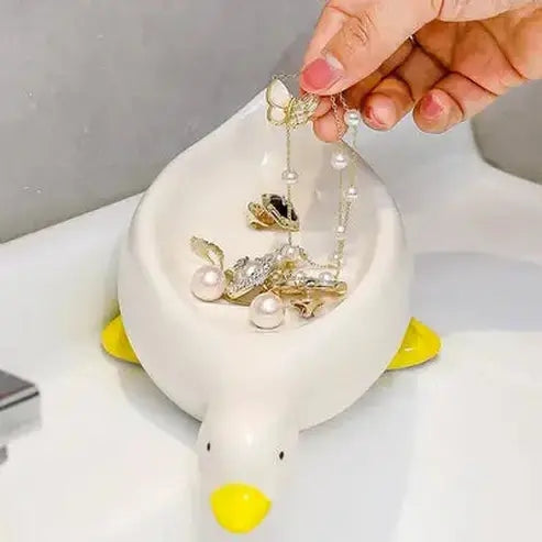 Cute Duck Ceramic Soap Dish for Shower with Drain