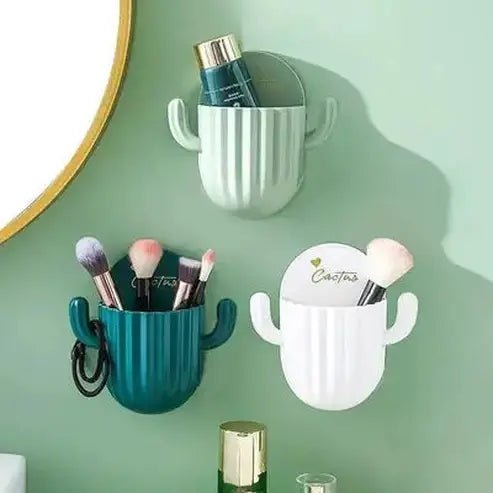 Cute Wall-Mounted Cartoon Cactus Toothbrush Holder