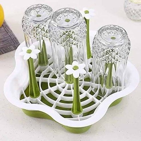 Detachable Flower 6 Cup Drainer Cup Drying Rack Stand