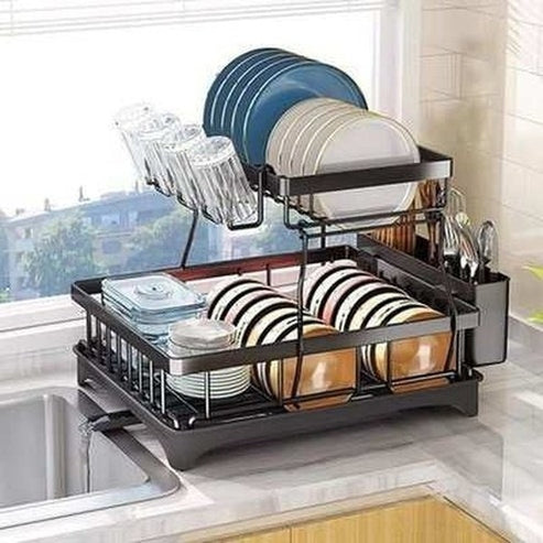 Dish Drainer with Drip Tray Kitchen Countertop Organizer