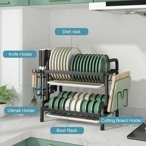 Dish Drainer with Drip Tray Kitchen Countertop Organizer