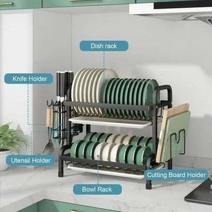 Dish Drainer with Drip Tray Kitchen Countertop Organizer