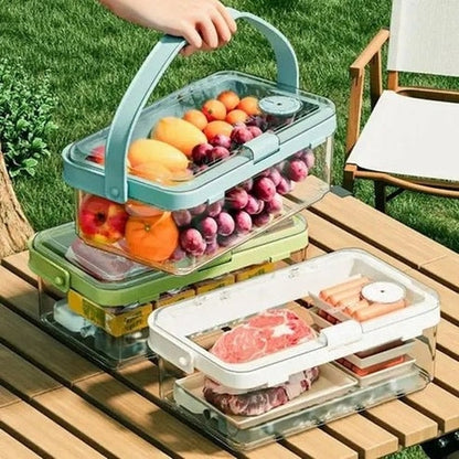 Double-Layer Crisper Box with Lid & Handle