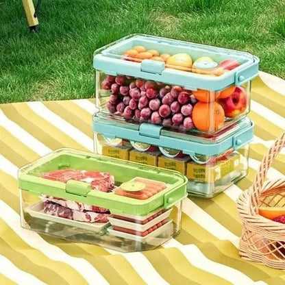 Double-Layer Crisper Box with Lid & Handle