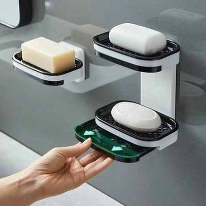 Double Layer Wall Mounted Soap Storage Tray for Bathroom