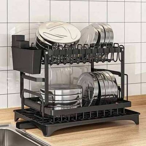 Double-layer Kitchen Dish Bowl Draining Storage Rack