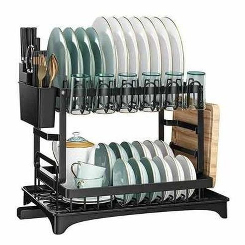 Double-layer Kitchen Dish Bowl Draining Storage Rack